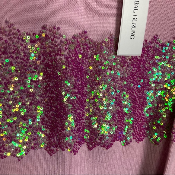 NWT Prabal Gurung sequin-embellished ombre cashmere wool sweater pink size large - Picture 11 of 15